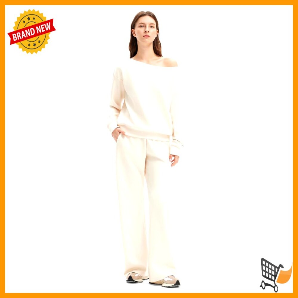 Oversized Off Shoulder Sweatshirt Wide Leg Sweatpants Lounge Set Modal